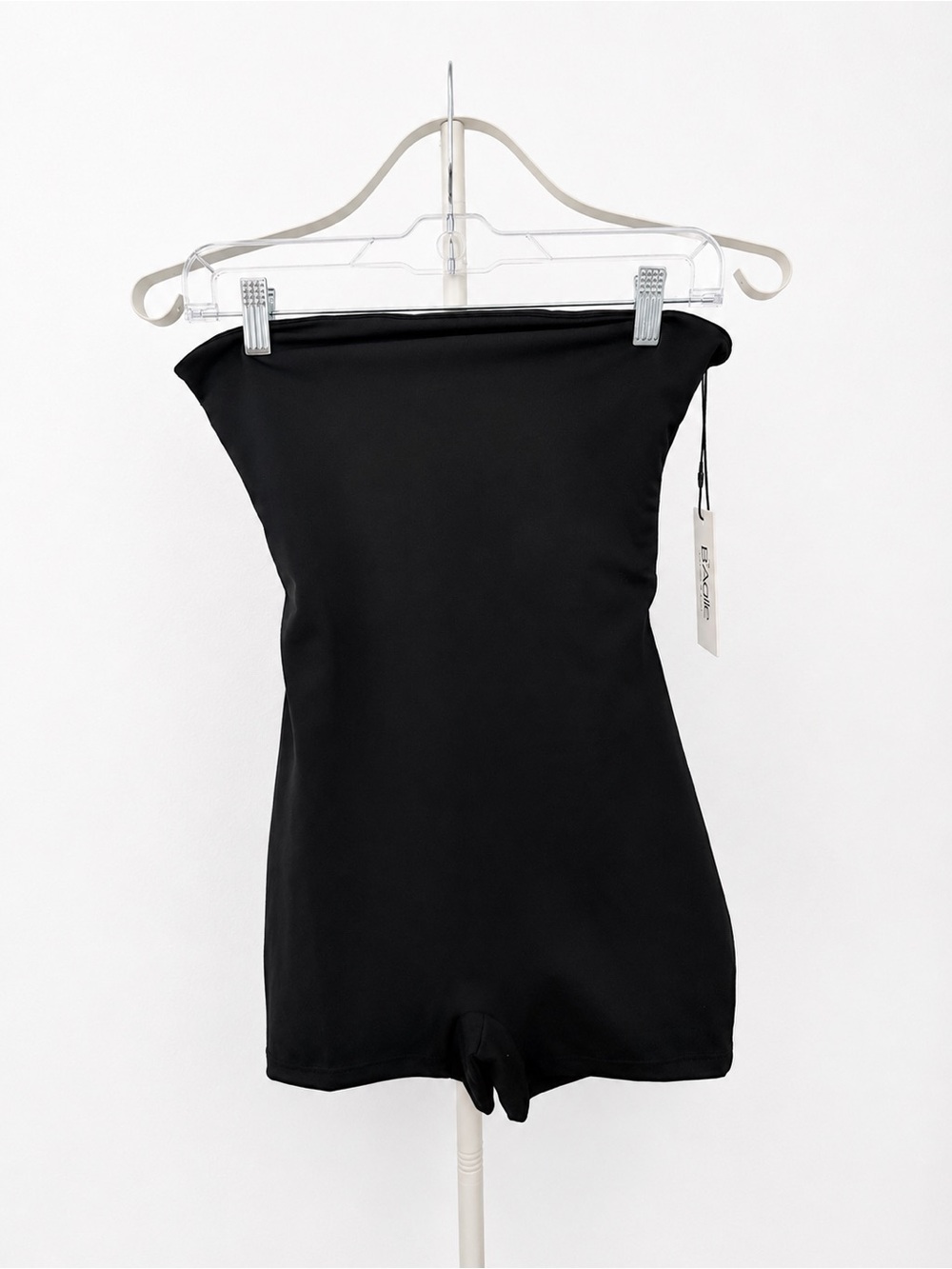 Black strapless romper